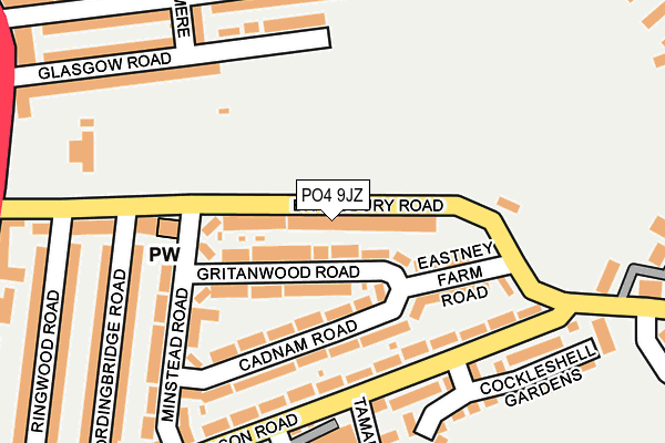 PO4 9JZ map - OS OpenMap – Local (Ordnance Survey) PO4 9JZ map - OS OpenMap – Local (Ordnance Survey)