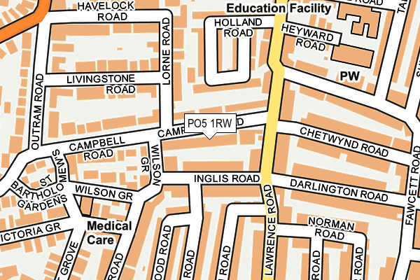 PO5 1RW map - OS OpenMap – Local (Ordnance Survey) PO5 1RW map - OS OpenMap – Local (Ordnance Survey)