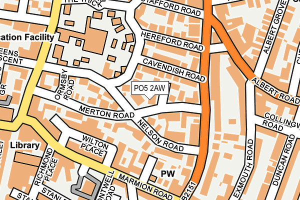 PO5 2AW map - OS OpenMap – Local (Ordnance Survey) PO5 2AW map - OS OpenMap – Local (Ordnance Survey)