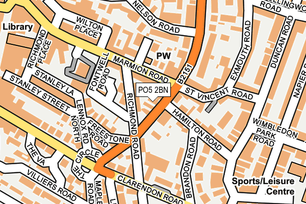 PO5 2BN map - OS OpenMap – Local (Ordnance Survey) PO5 2BN map - OS OpenMap – Local (Ordnance Survey)