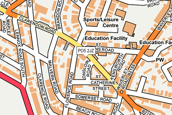 PO5 2JZ map - OS OpenMap – Local (Ordnance Survey) PO5 2JZ map - OS OpenMap – Local (Ordnance Survey)