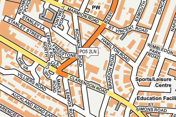 PO5 2LN map - OS OpenMap – Local (Ordnance Survey) PO5 2LN map - OS OpenMap – Local (Ordnance Survey)