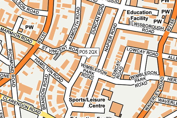 PO5 2QX map - OS OpenMap – Local (Ordnance Survey) PO5 2QX map - OS OpenMap – Local (Ordnance Survey)