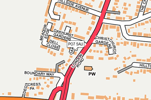 PO7 5AU map - OS OpenMap – Local (Ordnance Survey) PO7 5AU map - OS OpenMap – Local (Ordnance Survey)