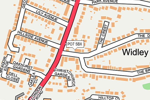 PO7 5BX map - OS OpenMap – Local (Ordnance Survey)