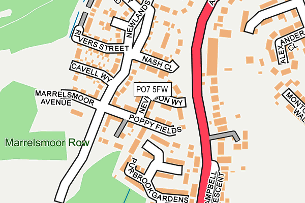 PO7 5FW map - OS OpenMap – Local (Ordnance Survey)
