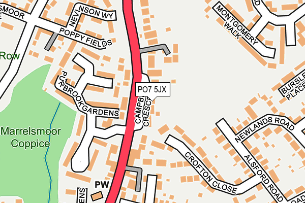 PO7 5JX map - OS OpenMap – Local (Ordnance Survey) PO7 5JX map - OS OpenMap – Local (Ordnance Survey)