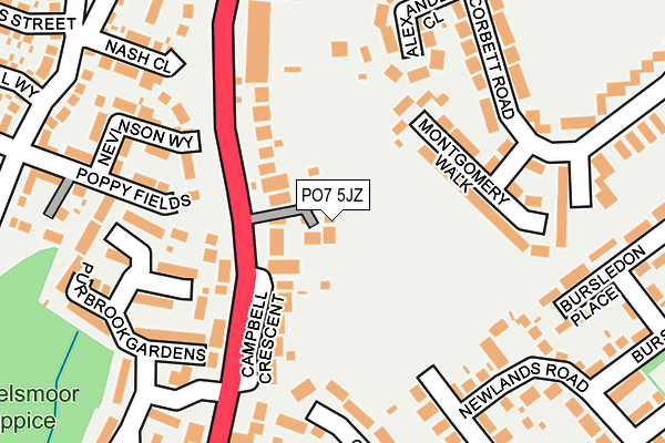 PO7 5JZ map - OS OpenMap – Local (Ordnance Survey) PO7 5JZ map - OS OpenMap – Local (Ordnance Survey)