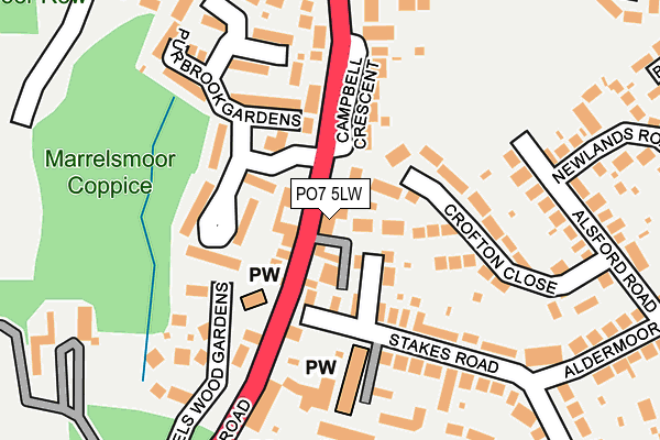 PO7 5LW map - OS OpenMap – Local (Ordnance Survey) PO7 5LW map - OS OpenMap – Local (Ordnance Survey)