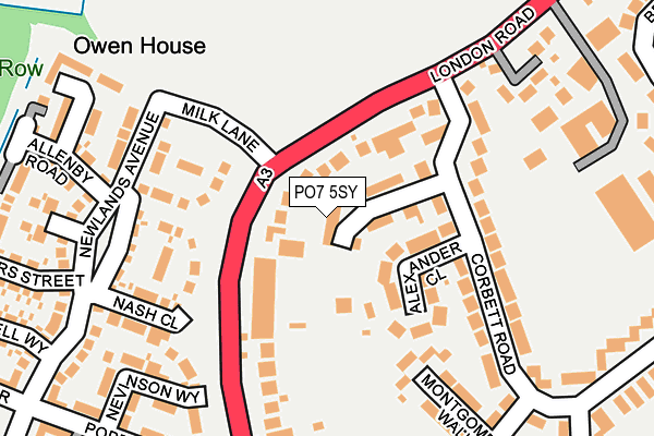 PO7 5SY map - OS OpenMap – Local (Ordnance Survey) PO7 5SY map - OS OpenMap – Local (Ordnance Survey)