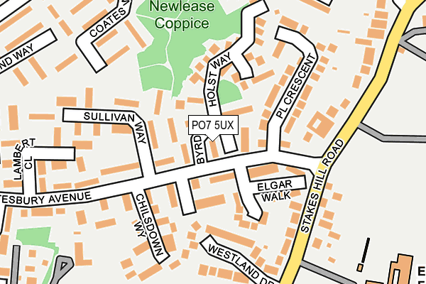 PO7 5UX map - OS OpenMap – Local (Ordnance Survey)