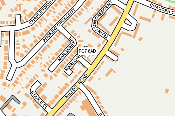 PO7 6AD map - OS OpenMap – Local (Ordnance Survey) PO7 6AD map - OS OpenMap – Local (Ordnance Survey)