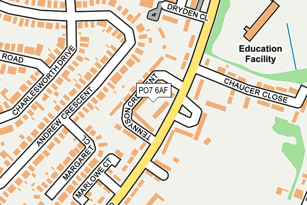 PO7 6AF map - OS OpenMap – Local (Ordnance Survey) PO7 6AF map - OS OpenMap – Local (Ordnance Survey)