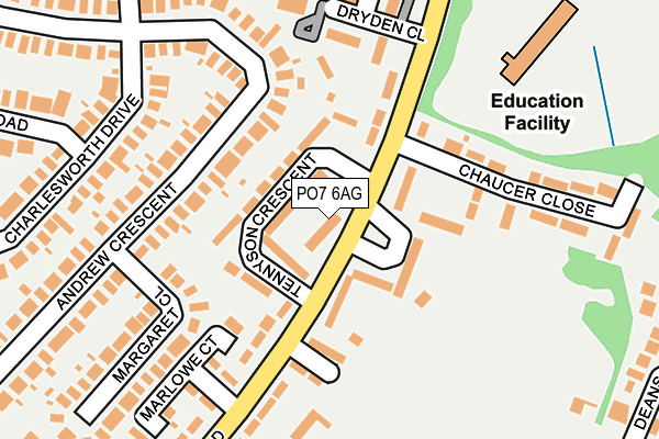 PO7 6AG map - OS OpenMap – Local (Ordnance Survey) PO7 6AG map - OS OpenMap – Local (Ordnance Survey)