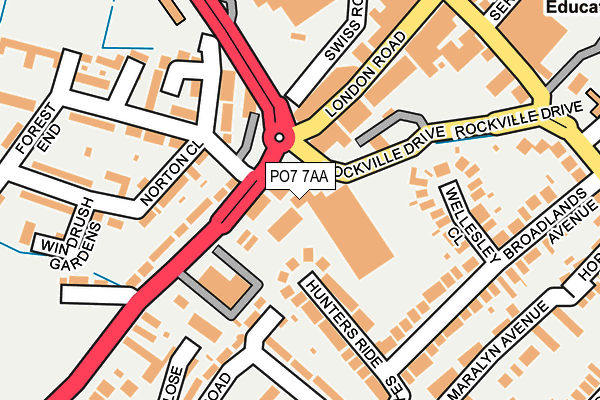 PO7 7AA map - OS OpenMap – Local (Ordnance Survey) PO7 7AA map - OS OpenMap – Local (Ordnance Survey)
