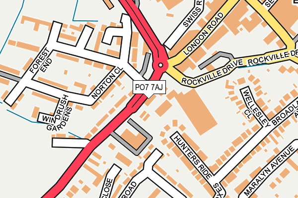 PO7 7AJ map - OS OpenMap – Local (Ordnance Survey) PO7 7AJ map - OS OpenMap – Local (Ordnance Survey)