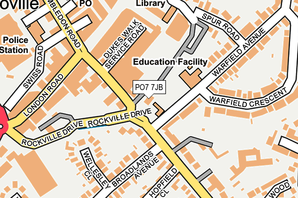 PO7 7JB map - OS OpenMap – Local (Ordnance Survey) PO7 7JB map - OS OpenMap – Local (Ordnance Survey)