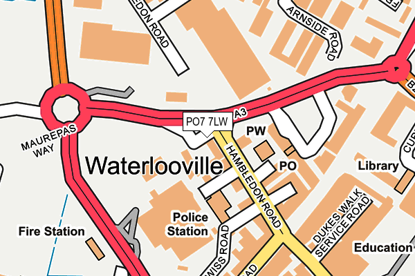 PO7 7LW map - OS OpenMap – Local (Ordnance Survey) PO7 7LW map - OS OpenMap – Local (Ordnance Survey)