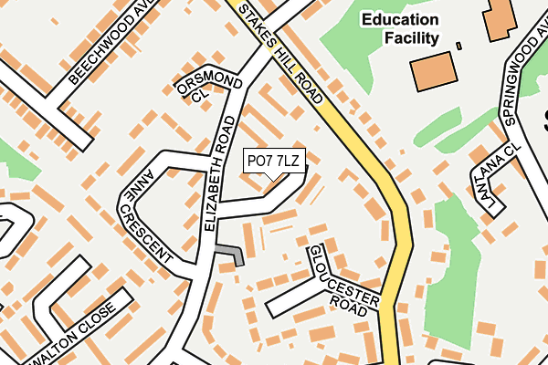PO7 7LZ map - OS OpenMap – Local (Ordnance Survey) PO7 7LZ map - OS OpenMap – Local (Ordnance Survey)