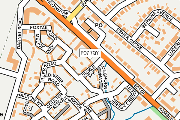 PO7 7QY map - OS OpenMap – Local (Ordnance Survey) PO7 7QY map - OS OpenMap – Local (Ordnance Survey)