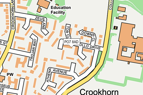 PO7 8AD map - OS OpenMap – Local (Ordnance Survey)