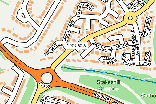PO7 8QW map - OS OpenMap – Local (Ordnance Survey) PO7 8QW map - OS OpenMap – Local (Ordnance Survey)
