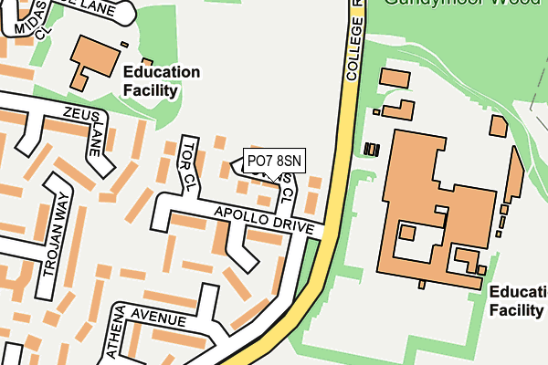 PO7 8SN map - OS OpenMap – Local (Ordnance Survey) PO7 8SN map - OS OpenMap – Local (Ordnance Survey)