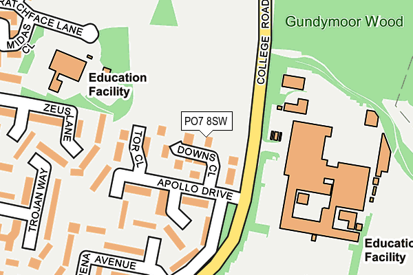 PO7 8SW map - OS OpenMap – Local (Ordnance Survey) PO7 8SW map - OS OpenMap – Local (Ordnance Survey)