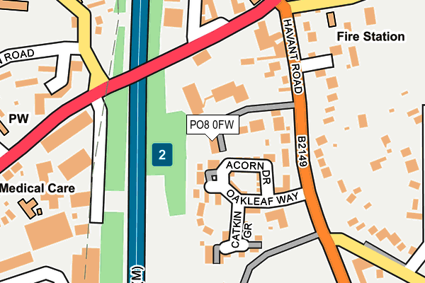 PO8 0FW map - OS OpenMap – Local (Ordnance Survey) PO8 0FW map - OS OpenMap – Local (Ordnance Survey)