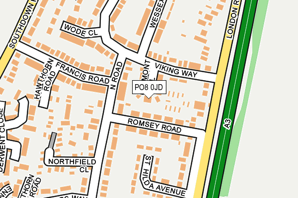 PO8 0JD map - OS OpenMap – Local (Ordnance Survey) PO8 0JD map - OS OpenMap – Local (Ordnance Survey)