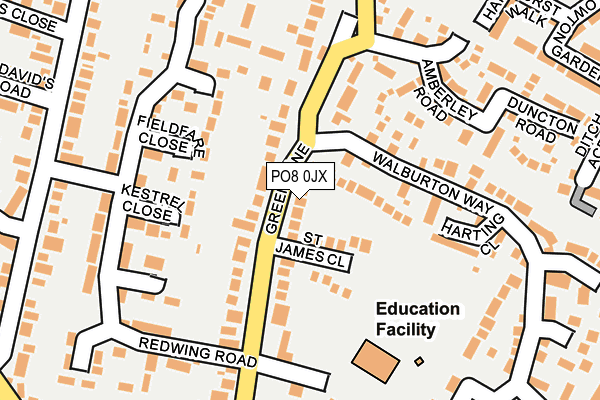 PO8 0JX map - OS OpenMap – Local (Ordnance Survey) PO8 0JX map - OS OpenMap – Local (Ordnance Survey)