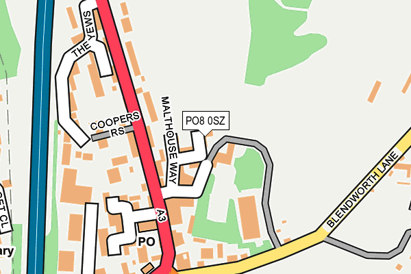 PO8 0SZ map - OS OpenMap – Local (Ordnance Survey) PO8 0SZ map - OS OpenMap – Local (Ordnance Survey)