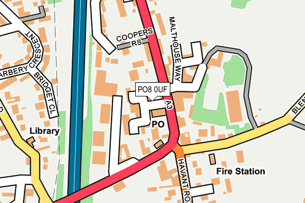 PO8 0UF map - OS OpenMap – Local (Ordnance Survey) PO8 0UF map - OS OpenMap – Local (Ordnance Survey)