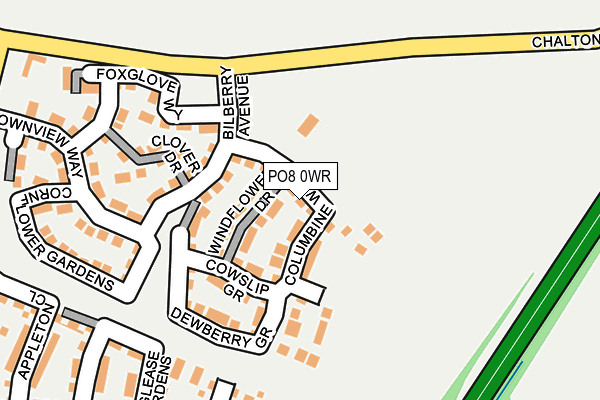 PO8 0WR map - OS OpenMap – Local (Ordnance Survey) PO8 0WR map - OS OpenMap – Local (Ordnance Survey)