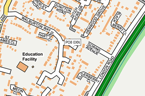 PO8 0XN map - OS OpenMap – Local (Ordnance Survey) PO8 0XN map - OS OpenMap – Local (Ordnance Survey)