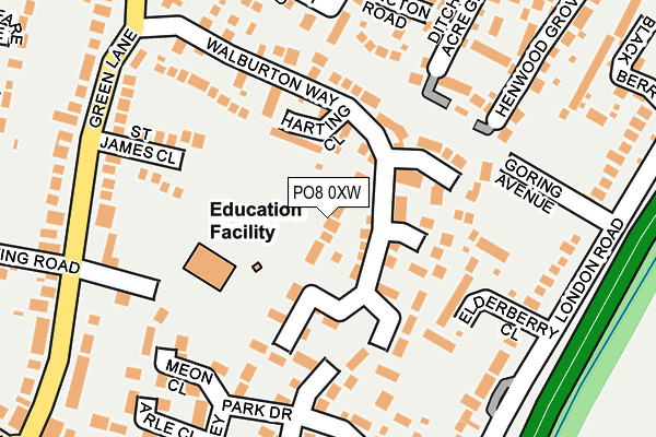 PO8 0XW map - OS OpenMap – Local (Ordnance Survey) PO8 0XW map - OS OpenMap – Local (Ordnance Survey)