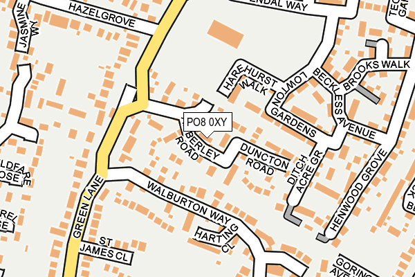 PO8 0XY map - OS OpenMap – Local (Ordnance Survey) PO8 0XY map - OS OpenMap – Local (Ordnance Survey)