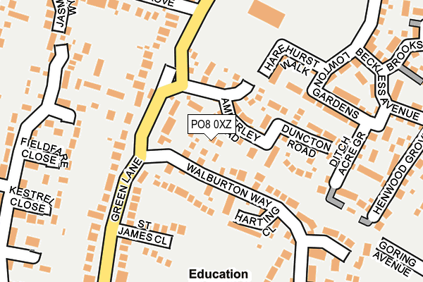 PO8 0XZ map - OS OpenMap – Local (Ordnance Survey) PO8 0XZ map - OS OpenMap – Local (Ordnance Survey)