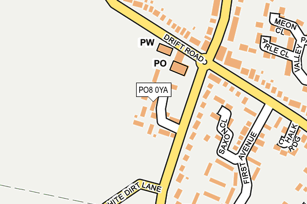 PO8 0YA map - OS OpenMap – Local (Ordnance Survey) PO8 0YA map - OS OpenMap – Local (Ordnance Survey)