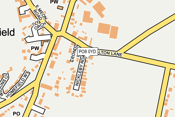 PO8 0YD map - OS OpenMap – Local (Ordnance Survey) PO8 0YD map - OS OpenMap – Local (Ordnance Survey)