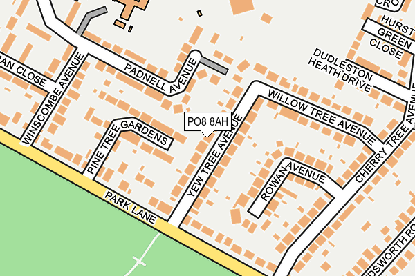 PO8 8AH map - OS OpenMap – Local (Ordnance Survey)