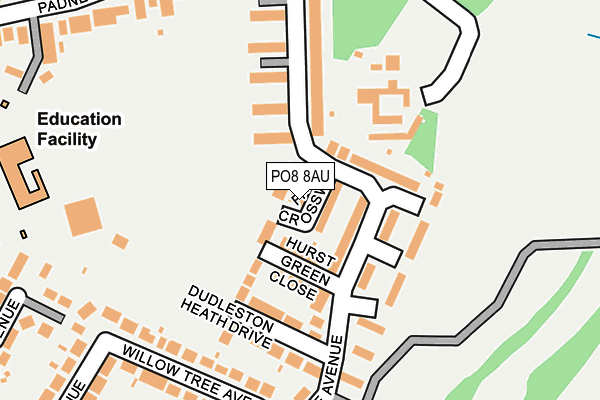 PO8 8AU map - OS OpenMap – Local (Ordnance Survey)