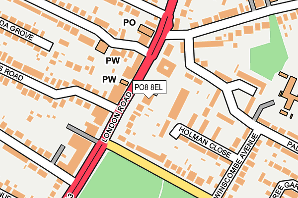 PO8 8EL map - OS OpenMap – Local (Ordnance Survey) PO8 8EL map - OS OpenMap – Local (Ordnance Survey)