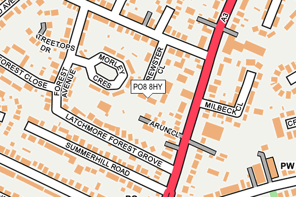 PO8 8HY map - OS OpenMap – Local (Ordnance Survey) PO8 8HY map - OS OpenMap – Local (Ordnance Survey)