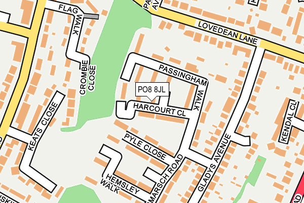 PO8 8JL map - OS OpenMap – Local (Ordnance Survey)