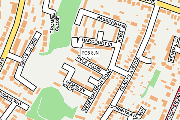 PO8 8JN map - OS OpenMap – Local (Ordnance Survey) PO8 8JN map - OS OpenMap – Local (Ordnance Survey)