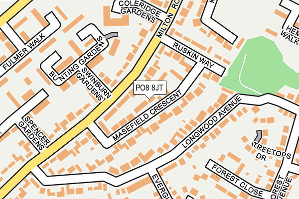 PO8 8JT map - OS OpenMap – Local (Ordnance Survey) PO8 8JT map - OS OpenMap – Local (Ordnance Survey)