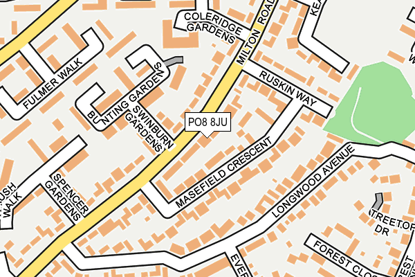 PO8 8JU map - OS OpenMap – Local (Ordnance Survey) PO8 8JU map - OS OpenMap – Local (Ordnance Survey)