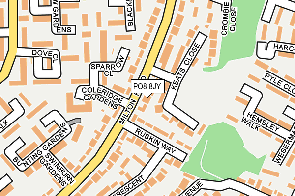 PO8 8JY map - OS OpenMap – Local (Ordnance Survey) PO8 8JY map - OS OpenMap – Local (Ordnance Survey)