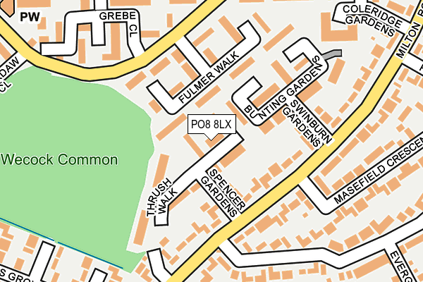 PO8 8LX map - OS OpenMap – Local (Ordnance Survey) PO8 8LX map - OS OpenMap – Local (Ordnance Survey)